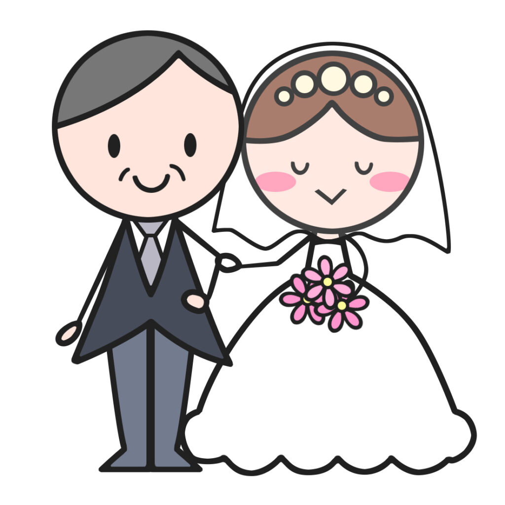 結婚式のニコルと梅沢冨生美男